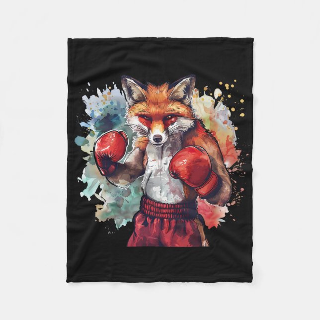 Cobertor De Velo Raposa Boxeadora Com Luvas de Boxe Kickboxing Boxi (Frente)