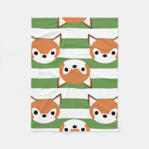 Cobertor De Velo Raposas bonitos & listras verdes