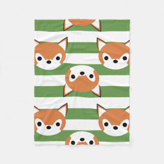 Cobertor De Velo Raposas bonitos & listras verdes