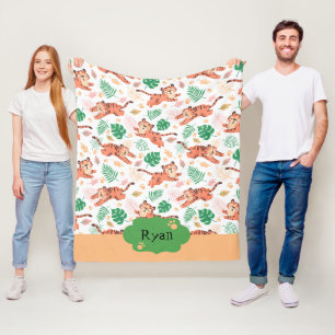 Cobertor De Velo Rapys Cute Tiger Wilgle Safari Kids Name