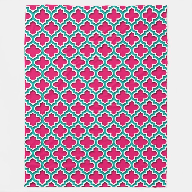 Cobertor De Velo Raspberry Teal White Quatrefoil Marroquino #5DS (Frente)