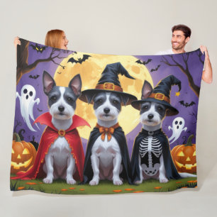 Cobertor De Velo Rat Terrier Dogs Pumpkin Halloween Engraçado