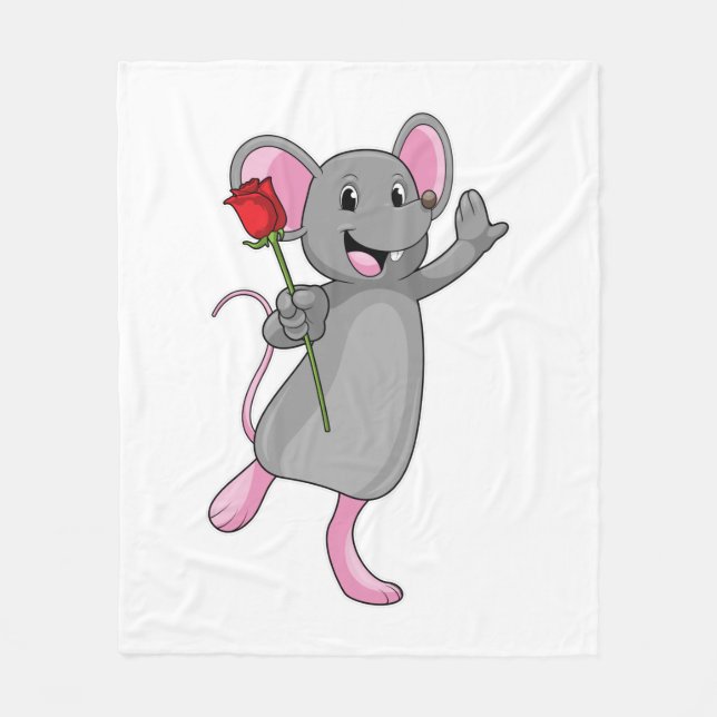 Cobertor De Velo Rato com Flor de Rosa (Frente)