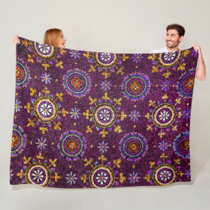 COBERTOR DE VELO RAVENNA BYZANTINE MOSAICS, ESTRELA PURPLE STARRY N