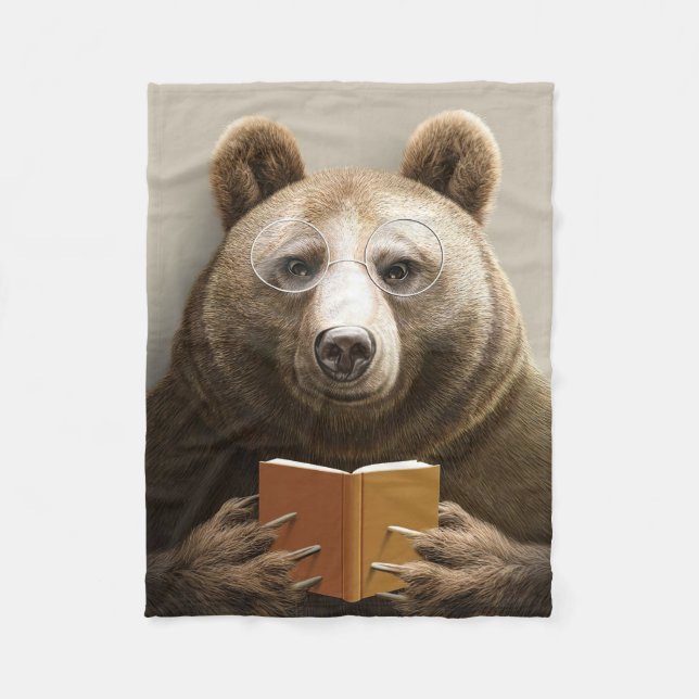 Cobertor De Velo Reader Gift Bear Reading A Book (Frente)