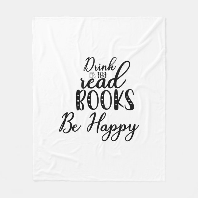 Cobertor De Velo Reading Art Drink Tea Read Books Be Happy (Frente)