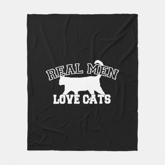 Cobertor De Velo Real Men Love Cats Statement (Frente)