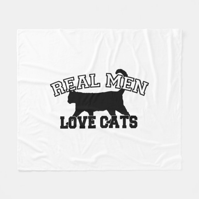 Cobertor De Velo Real Men Love Cats Statement (Frente (Horizontal))