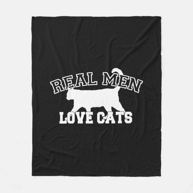 Cobertor De Velo Real Men Love Cats Statement (Frente)