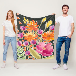 Cobertor De Velo Recolha esplêndida - Flores cor-de-rosa e laranja