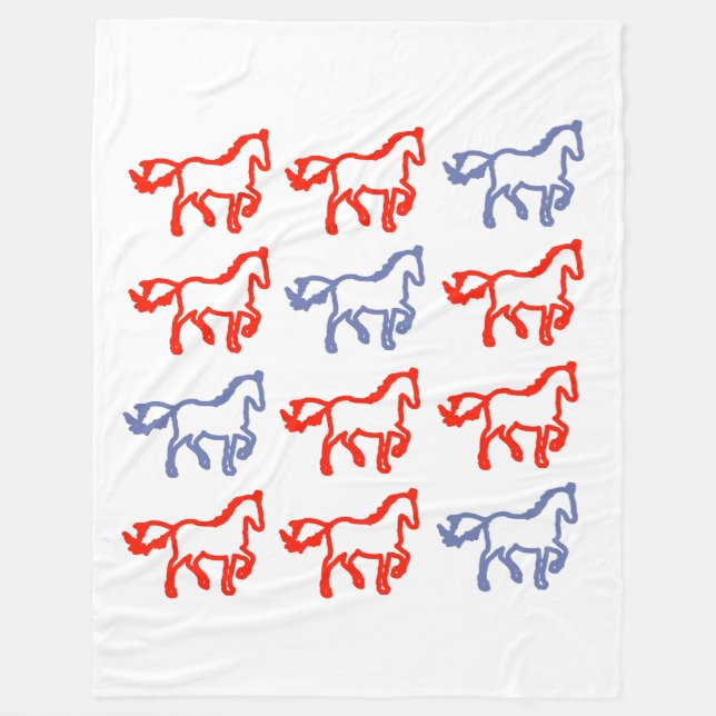 Cobertor De Velo Red and Blue Outline Horse – Zodiac Horse (Frente)