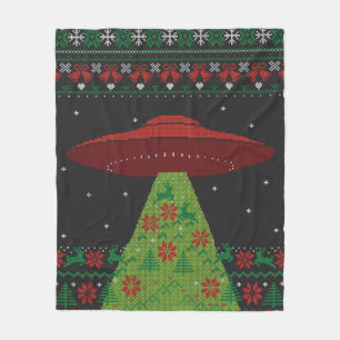 Cobertor De Velo Red and Green OFO Trator Beam Ugly Christmas