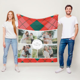 Cobertor De Velo Red and Green Plaid Family Photo Christmas