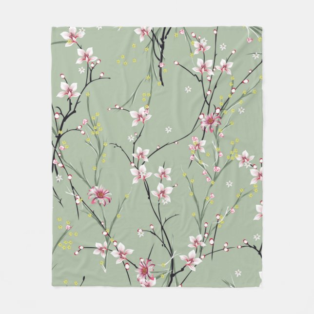 Cobertor De Velo red and yellow small flower pattern on green backg (Frente)