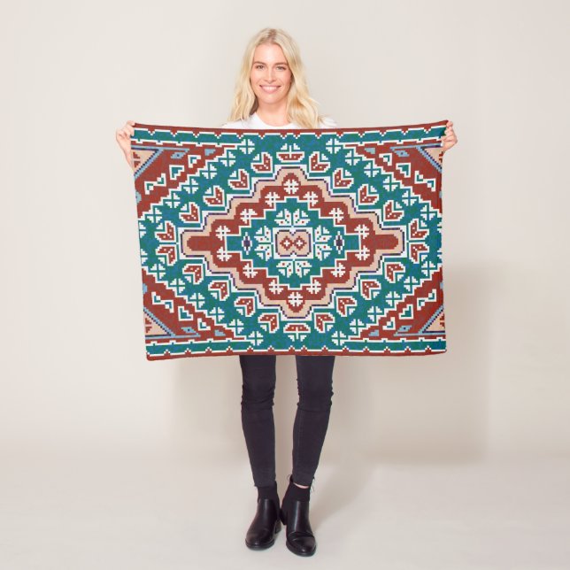 Cobertor De Velo Red Blue Teal Indígenas Americanos Navajo (In Situ)