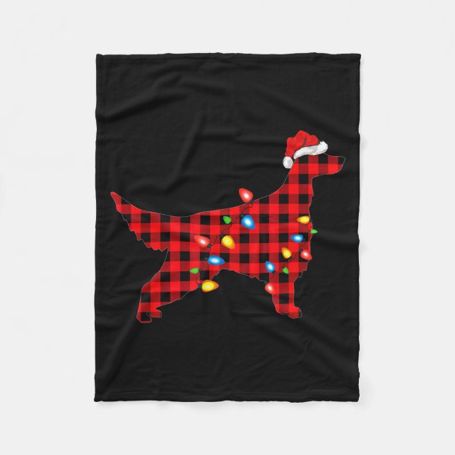 Cobertor De Velo Red Buffalo Plaid Santa Irish Setter Dog Christmas (Frente)