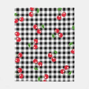 Cobertor De Velo Red Cherry Gingham Black & White Checking Cozy