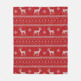 Cobertor De Velo Red Christmas Deer Sweater Knit Christmas Blanket
