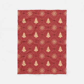 Cobertor De Velo Red Gold Christmas Tree Snowflake Diamond Pattern