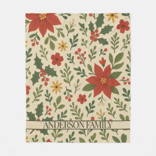 Cobertor De Velo Red Green Pine e Berry Watercolor Holiday
