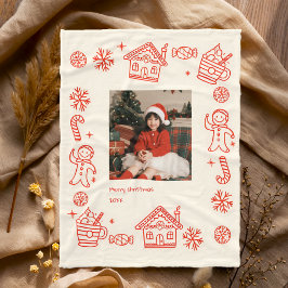 Cobertor De Velo Red Hand Drawn Doodle Whimsical Photo Christmas
