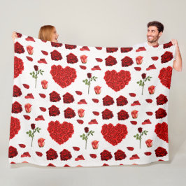 Cobertor De Velo Red heart red flowers garden chic floral foliage