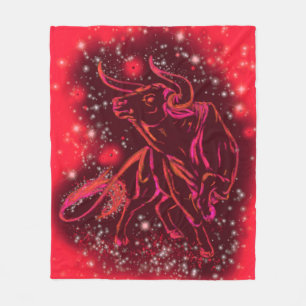 Cobertor De Velo Red Neon Bull A Correr Numa Noite Incrível E Estr