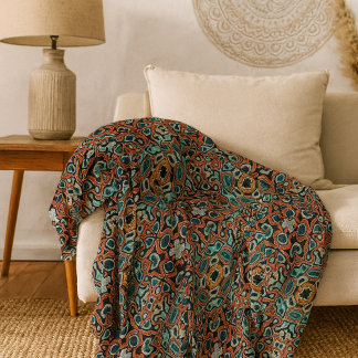 Cobertor De Velo Red Orange Blue Aqua Turquoise Hip Bohemian Art