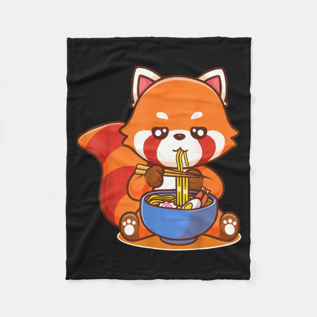 Cobertor De Velo Red Panda Eating Ramen Japanese Soup Zoo Animal Zo (Frente)