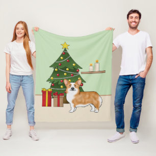 Cobertor De Velo Red Pembroke Welsh Corgi Dog E Árvore De Natal