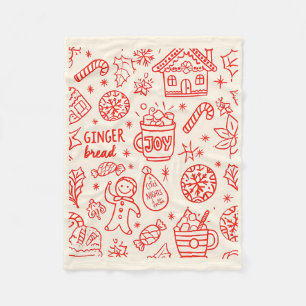 Cobertor De Velo Red Playful Doodle Desenhado à Mão no Natal