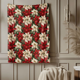 Cobertor De Velo Red Poinsettia Blanket Classic Christmas Home Chic