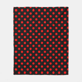 Cobertor De Velo Red Polka Dots Pattern on Black Background
