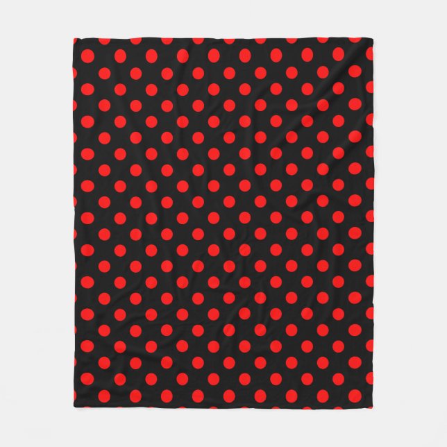 Cobertor De Velo Red Polka Dots Pattern on Black Background (Frente)