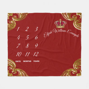 Cobertor De Velo Red Prince Milestone Baby Boy