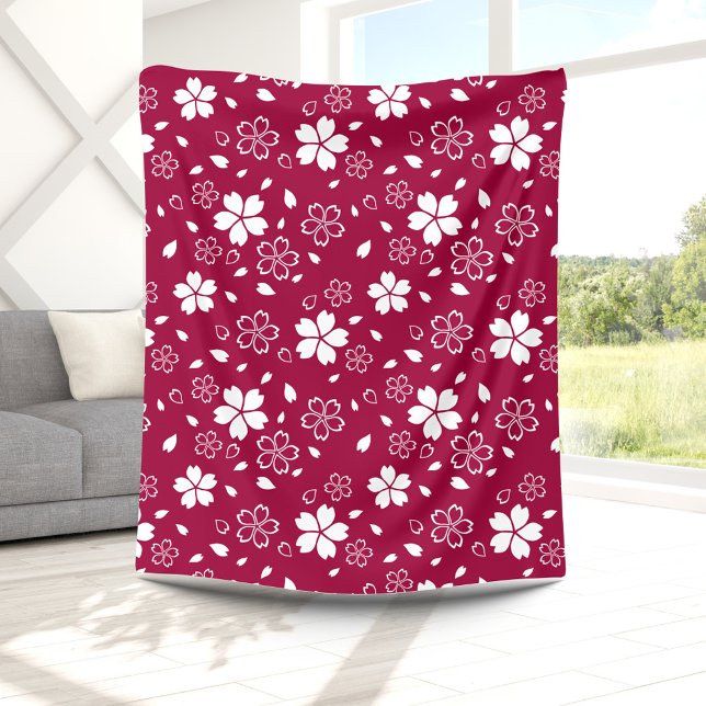 Cobertor De Velo Red Sakura Pattern Fleece Blanket (Criador carregado)