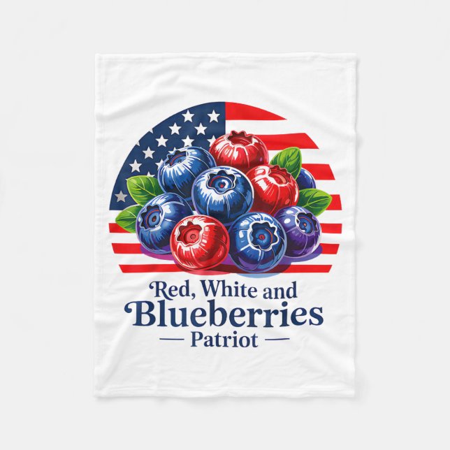 Cobertor De Velo Red White And Blueberries Christian Patriotic  (Frente)
