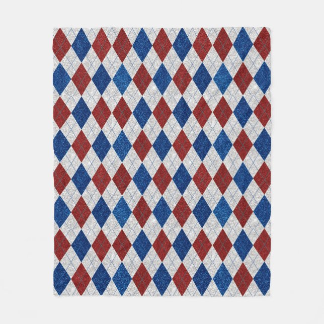 Cobertor De Velo Red, White, Blue Argyle Julho 4 Glitnic (Frente)