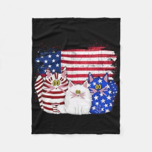 Cobertor De Velo Red White Blue Cats Usa Flag Firework 4 De Julho