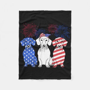Cobertor De Velo Red White Blue Dachshund Dog Usa Flag Firework 4º