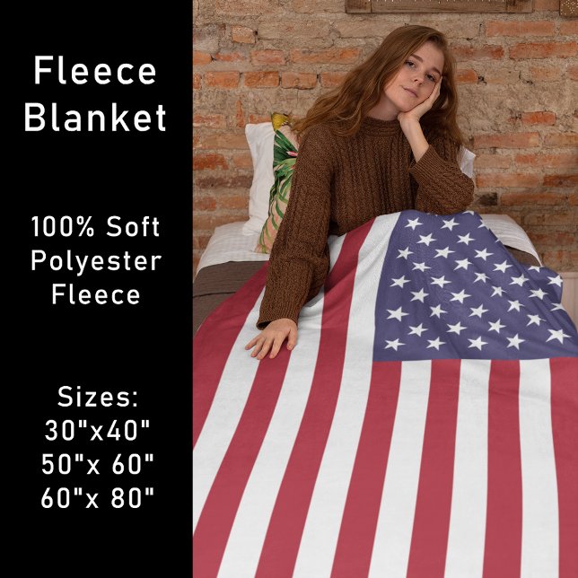 Cobertor De Velo Red White e Blue Patriotic American Flag (Red White & Blue Patriotic American Flag Fleece Blanket)