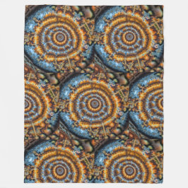 Cobertor De Velo redemoinho fractal azul e dourado