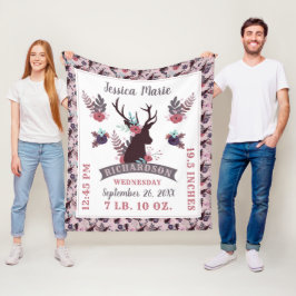 Cobertor De Velo Registro de Nascimento de Menina com Cabeça de Vea