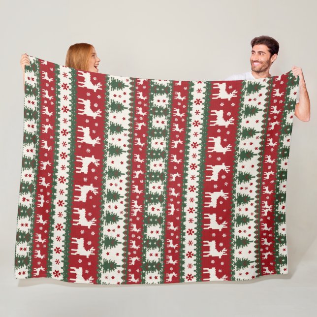 Cobertor De Velo Reindeer Christmas Fleece Blanket (In Situ)