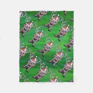 Cobertor De Velo Reindeer Christmas Sobre Verde