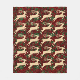 Cobertor De Velo Reindeer Dourado no Vintage Faux Red Velvet