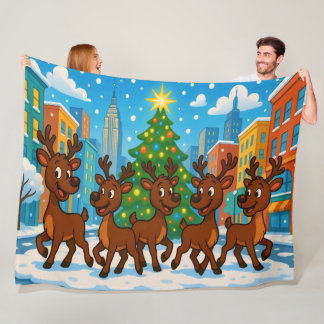 Cobertor De Velo Reindeer Fleece Christmas Blanket