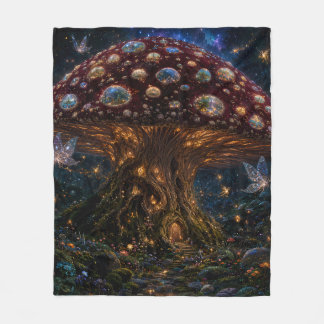 Cobertor De Velo Reino Cósmico dos Cogumelos — Bioluminescente