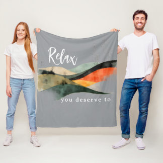 Cobertor De Velo "Relax You Deserve To" Rolling HillsFleece Blanket