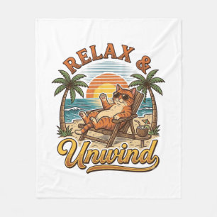 Cobertor De Velo Relaxar & Descontrair Gato de Praia Design de Grav